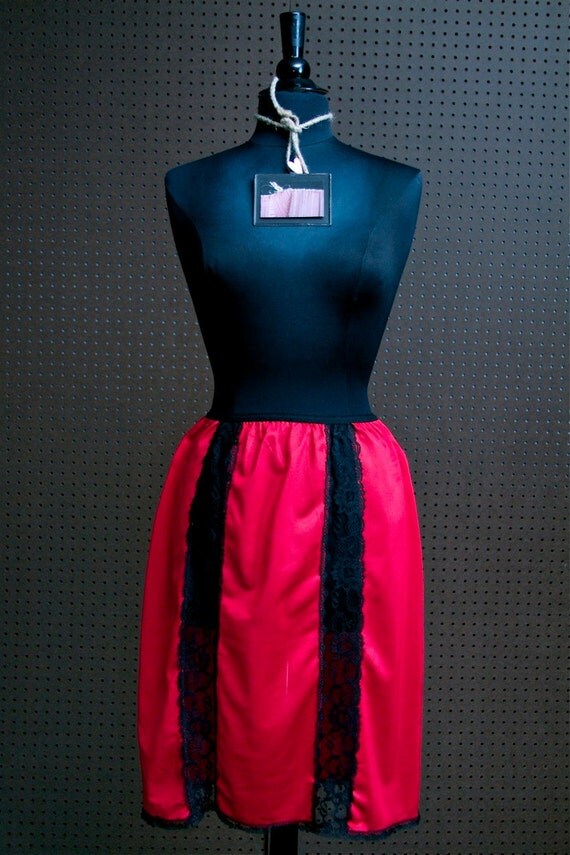 Vintage Neon Red Slip - "Midnight Hour" Underskirt Petticoat