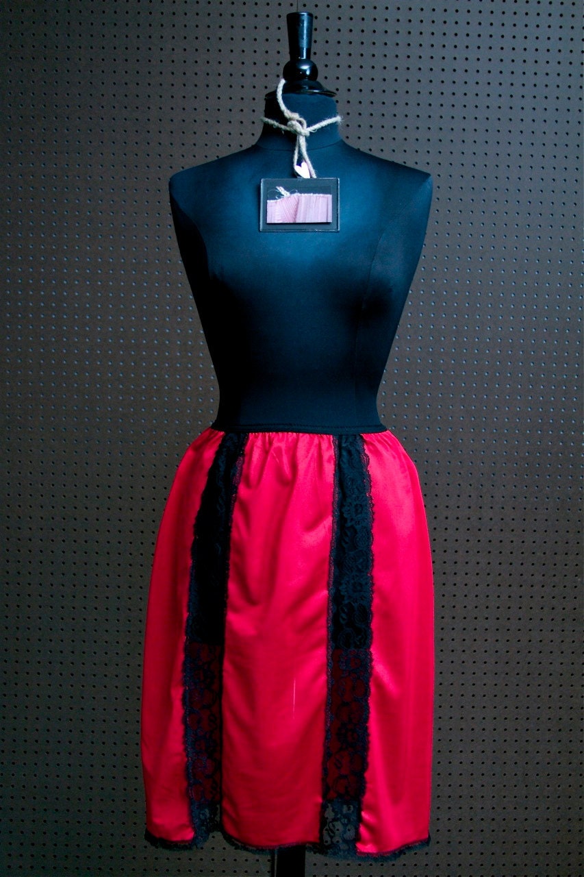 Vintage Neon Red Slip - "Midnight Hour" Underskirt Petticoat