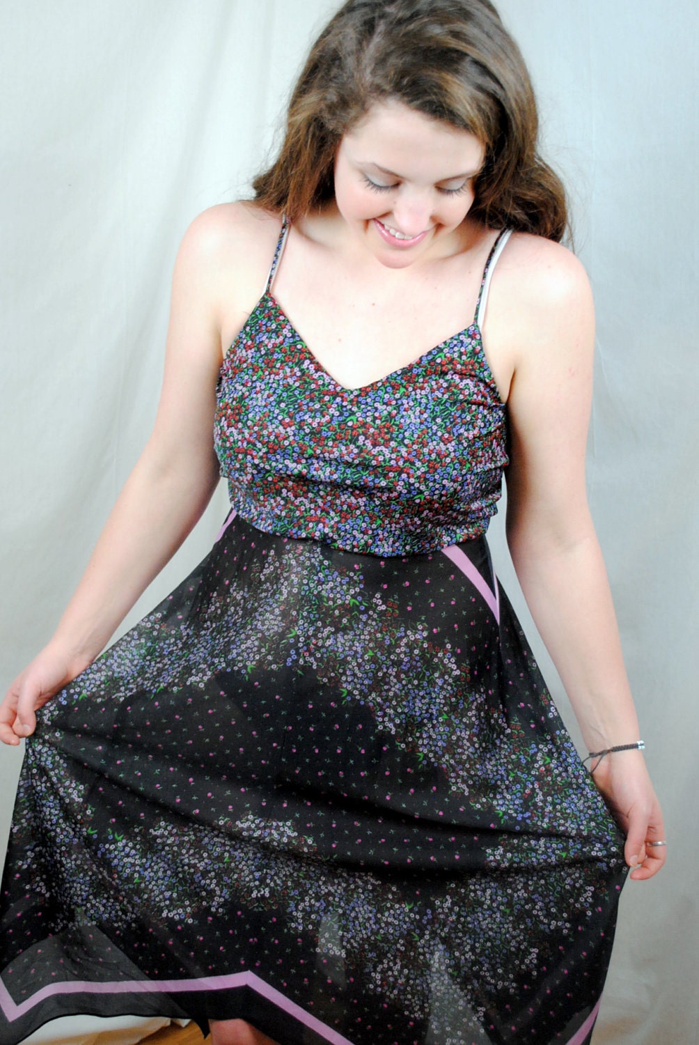 Sweet Vintage 1970s Purple Floral Dress