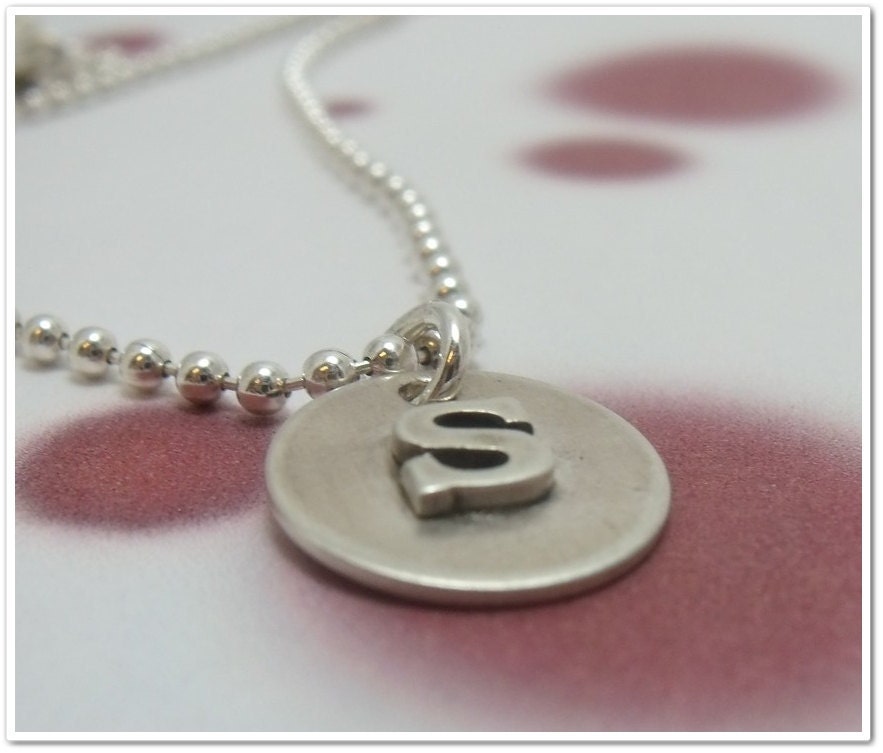 SALE -Hand Stamped Initial Necklace - New Sterling Silver Raised Initial Necklace