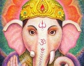 Good Luck Ganesha spiritual meditation art Indian Hindu elephant Buddha God Ganesh lucky print poster
