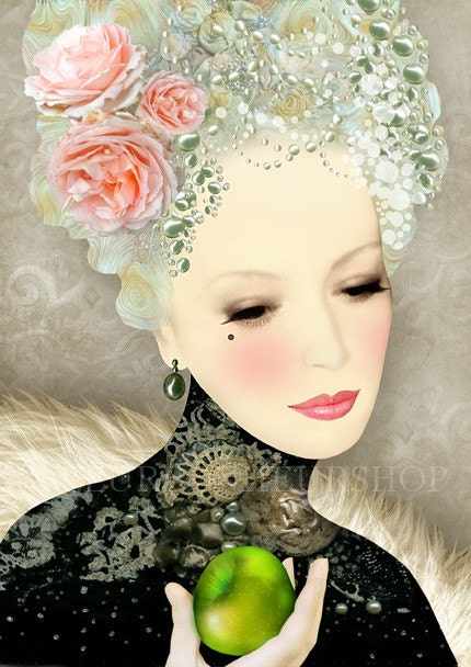 art print-- Eve with green apple
