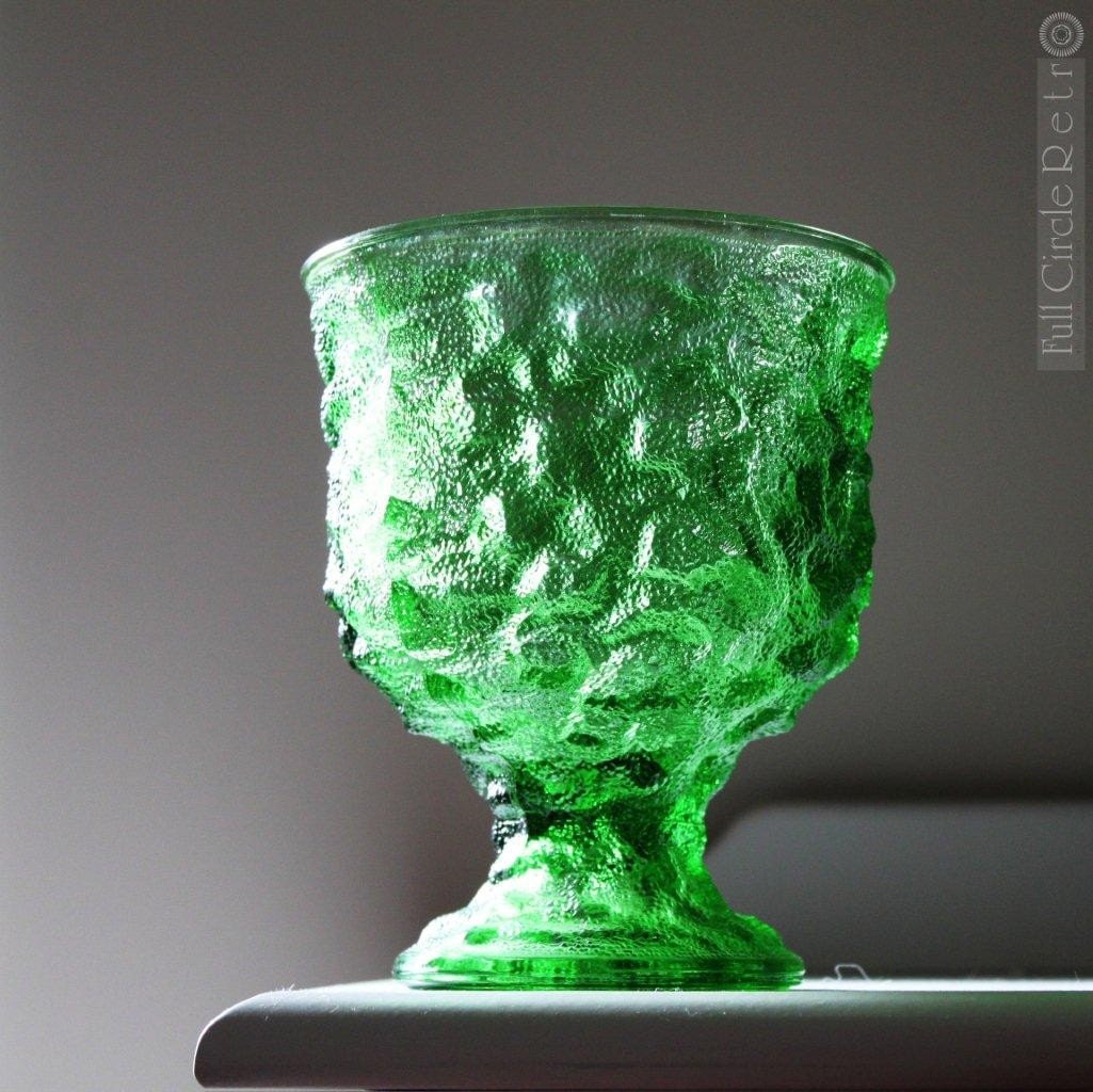Retro Emerald Green Pedestal Goblet Vase by EO Brody Co