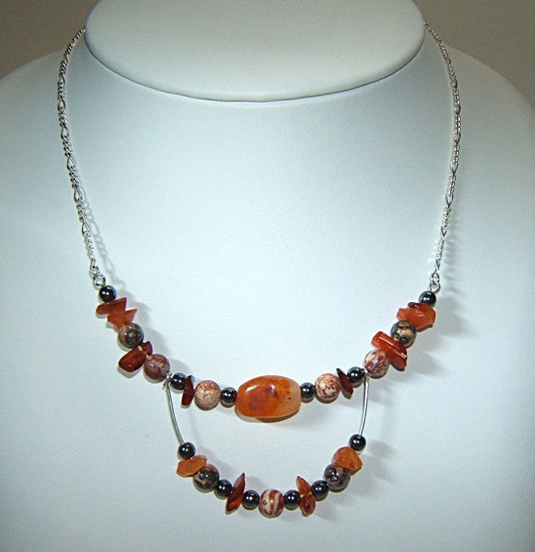 Orangine necklace - Fine jewelry - Sterling silver (.925) and genuine stones