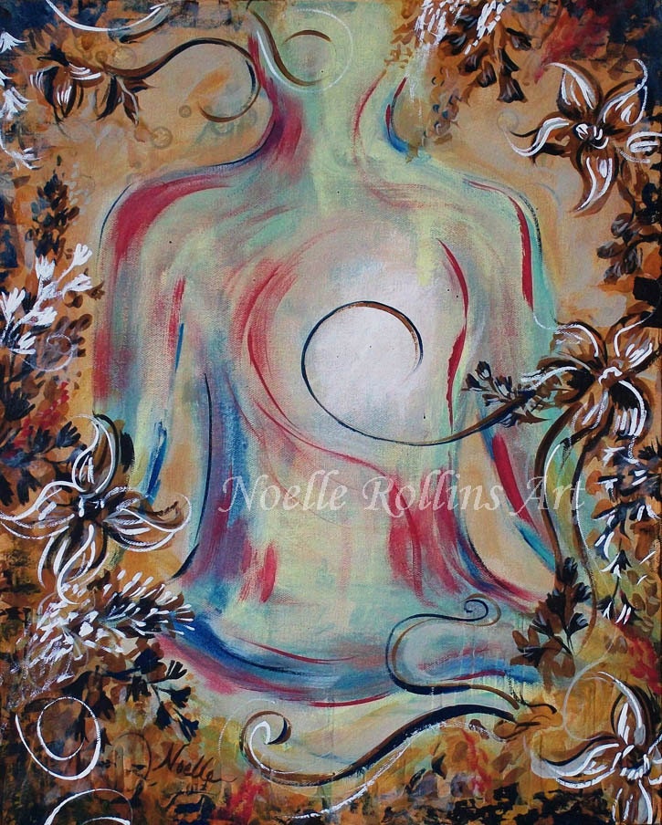 Lotus Pose Yoga artwork - 8x10 calm and inspiring print from acrylic painting