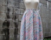 Vintage 60s /  Mad Men / Pin up / Pastel / Water Color / Skirt / SMALL
