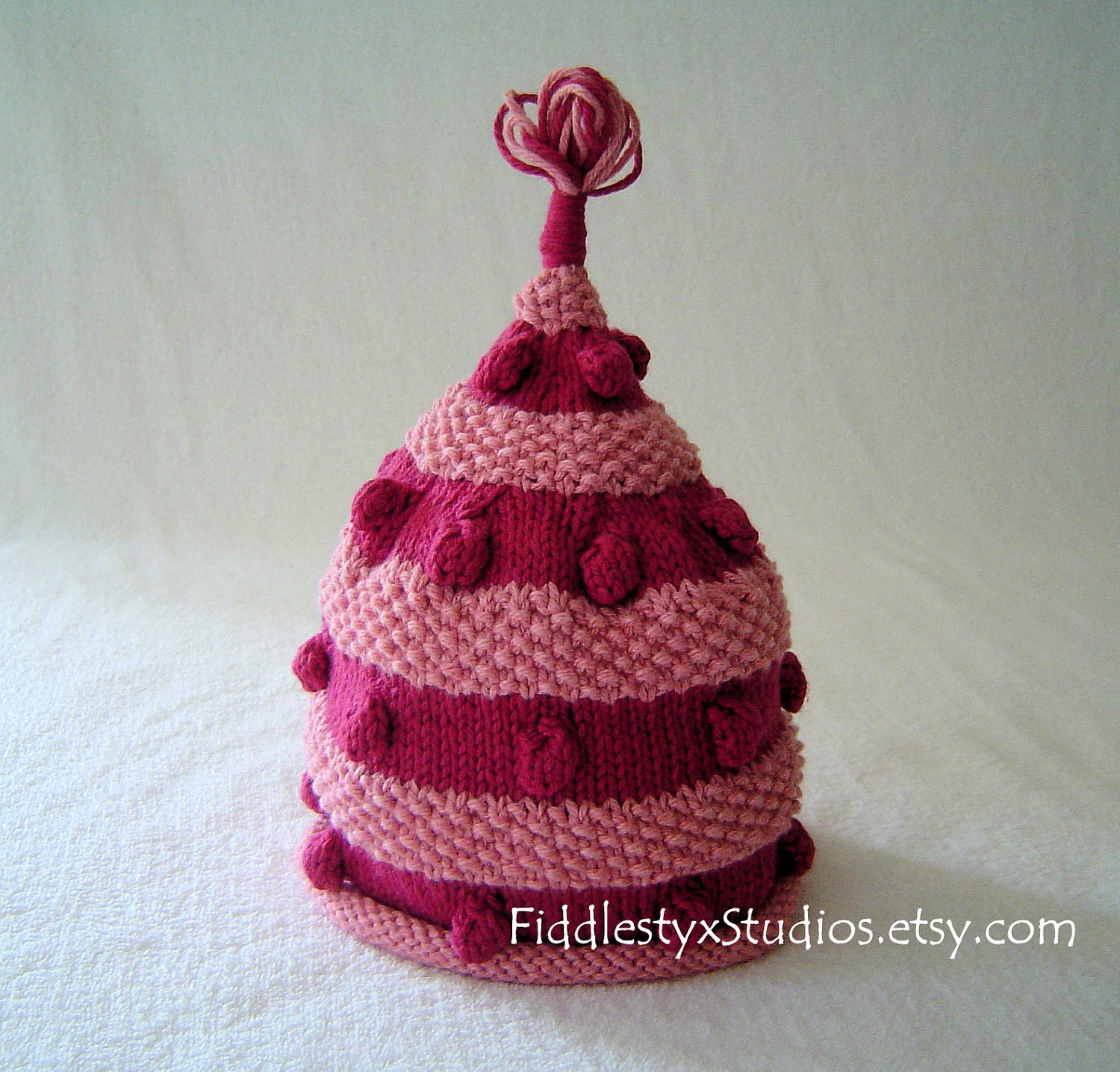 Pink Baby Girl Hat - Pink Stripe Pixie Hat - Hand Knit Hat (Newborn, Infant, Toddler, Child sizes) Summer Children Clothing Accessories