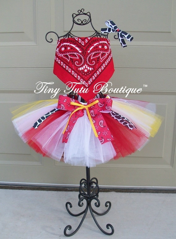 Jesse the Cowgirl- Red,White,Yellow baby/child Tutu Set- 2T/3T, 4T/5T
