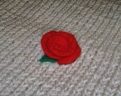 Rose pin red needle felted