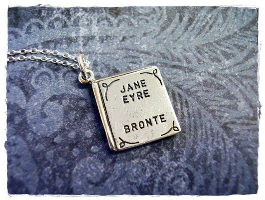 Tiny Jane Eyre by Charlotte Brontë Literary Book Charm Necklace in Sterling Silver with a Delicate 18" Sterling Silver Cable Chain