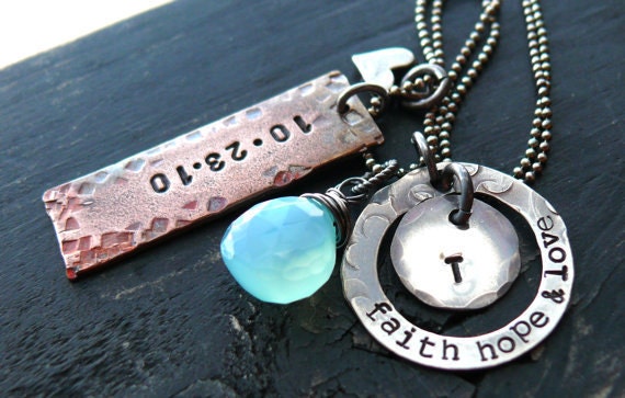 Hand Stamped Necklace - Personalized Necklace - Mothers Necklace - Hand Stamped Jewelry