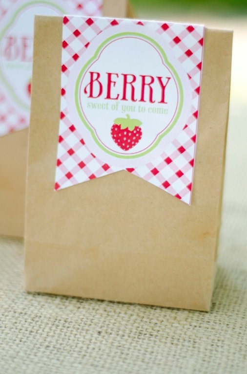 Strawberry Party PRINTABLE Favor Tags (INSTANT DOWNLOAD) by Love The Day