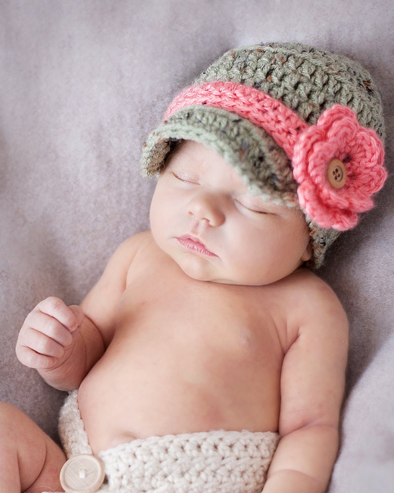 Newborn Baby Girl Infant Newsboy Flower Hat