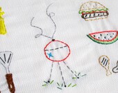 BBQ- Grillin' Time Hand Embroidery Patterns and  Cross Stitch Chart in PDF Format