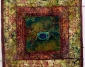 Reduced Mixed Media Fiber Art - Nuno Felting Embellished Batik Quilt