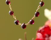 Garnet Necklace with Wine Red Garnet Briolettes in Gold