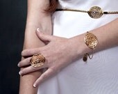 Weddings , Bridal Accessories,Gold Bracelet  ,Gold Statement Bracelet , Gold Big Statement Bracelet