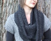 chunky infinity loop scarf cowl neck warmer - charcoal - the sonja