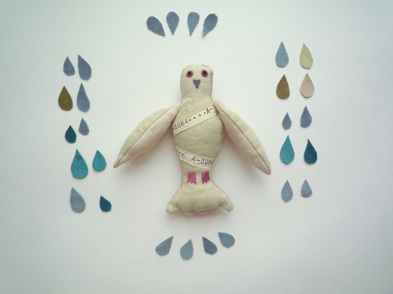 Cream Beige  Postal pigeon , soft art toy by  Wassupbrothers