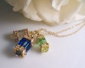 Gold Mother's Birthstone Necklace with Swarovski Crystals