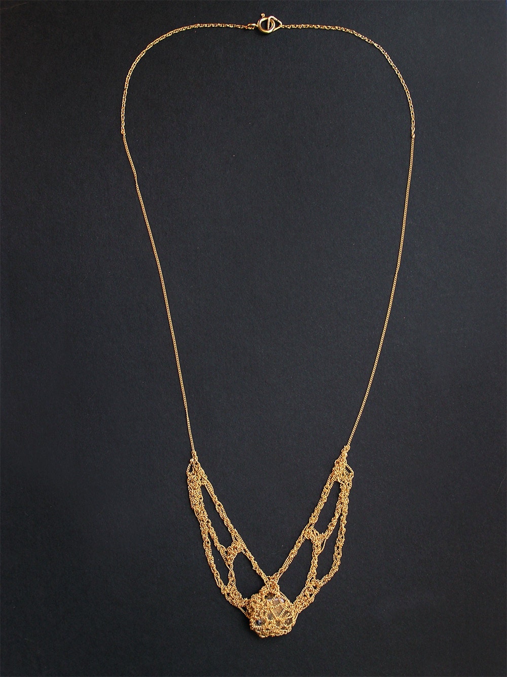 crown jewel blue topaz crochet necklace - sample