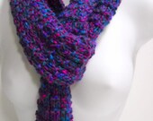 Knitted Scarf, Soft Handknit Scarf, Uni sex Scarves, Extra Long Scarf, Accessories, Fashion Scarf, Purple
