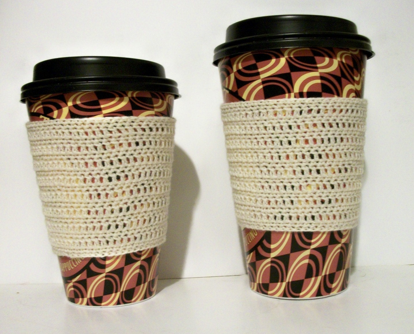 Natural Cotton Coffee Cup Cozy Cup Sleeve/ Wrist Band Ready To Ship