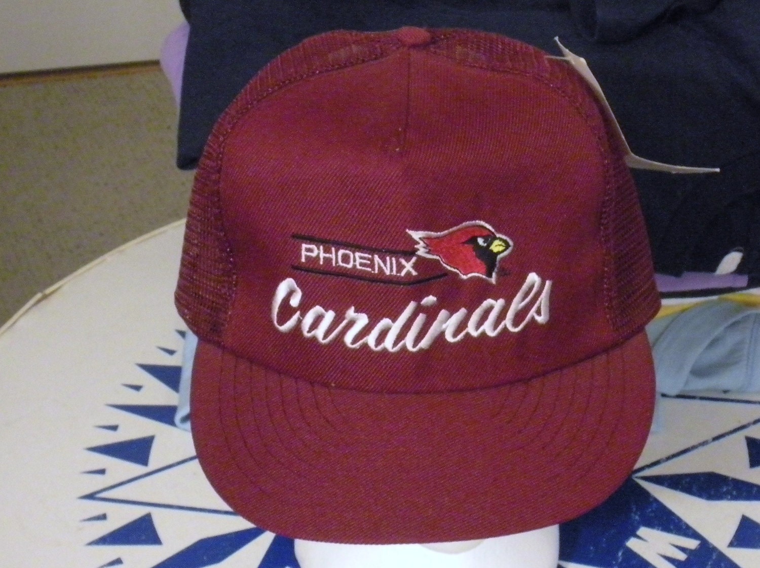 Vintage Deadstock 80s PHOENIX ARIZONA CARDINALS Football Snapback Script Trucker Style Rare Hat