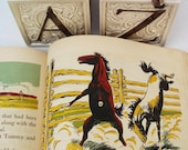 Cowboy Book, Western Kids, Vintage Children Book / Round Up / Horses / Brown / 1930s