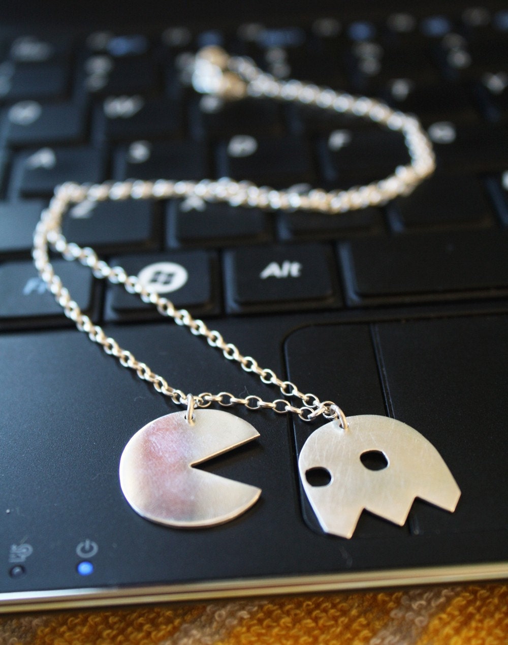 pacman necklace pacman charms pacman pendants geek jewelry