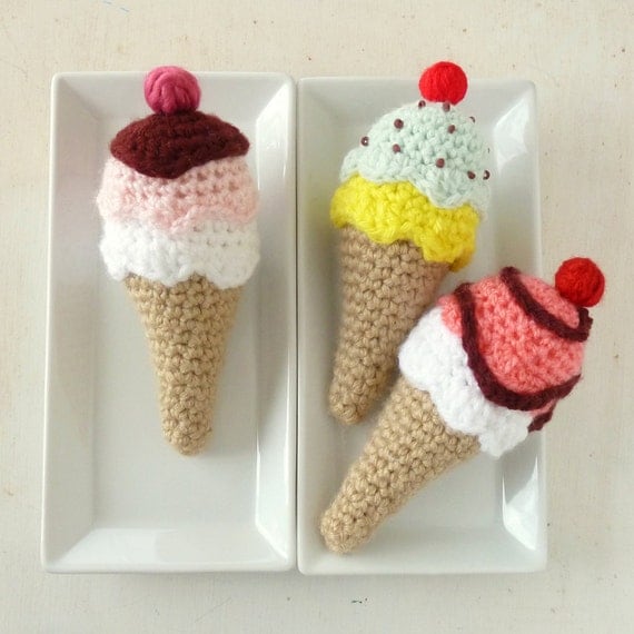 Crochet Amigurumi Pattern Ice Cream toy, rattle, baby mobile  PDF ebook - sweet cute kawaii - Beginner Crochet  amigurumi pdf pattern