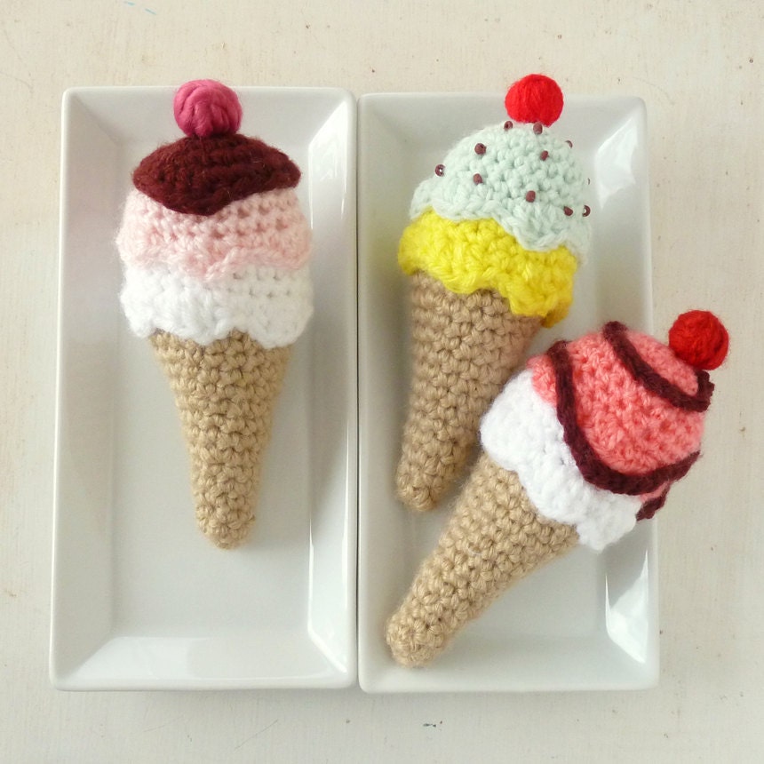 Crochet Amigurumi Pattern Ice Cream toy, rattle, baby mobile  PDF ebook - sweet cute kawaii - Beginner Crochet  amigurumi pdf pattern