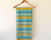 Turquoise Stripe Vintage Fabric / Yardage / Psychedelic 1960s