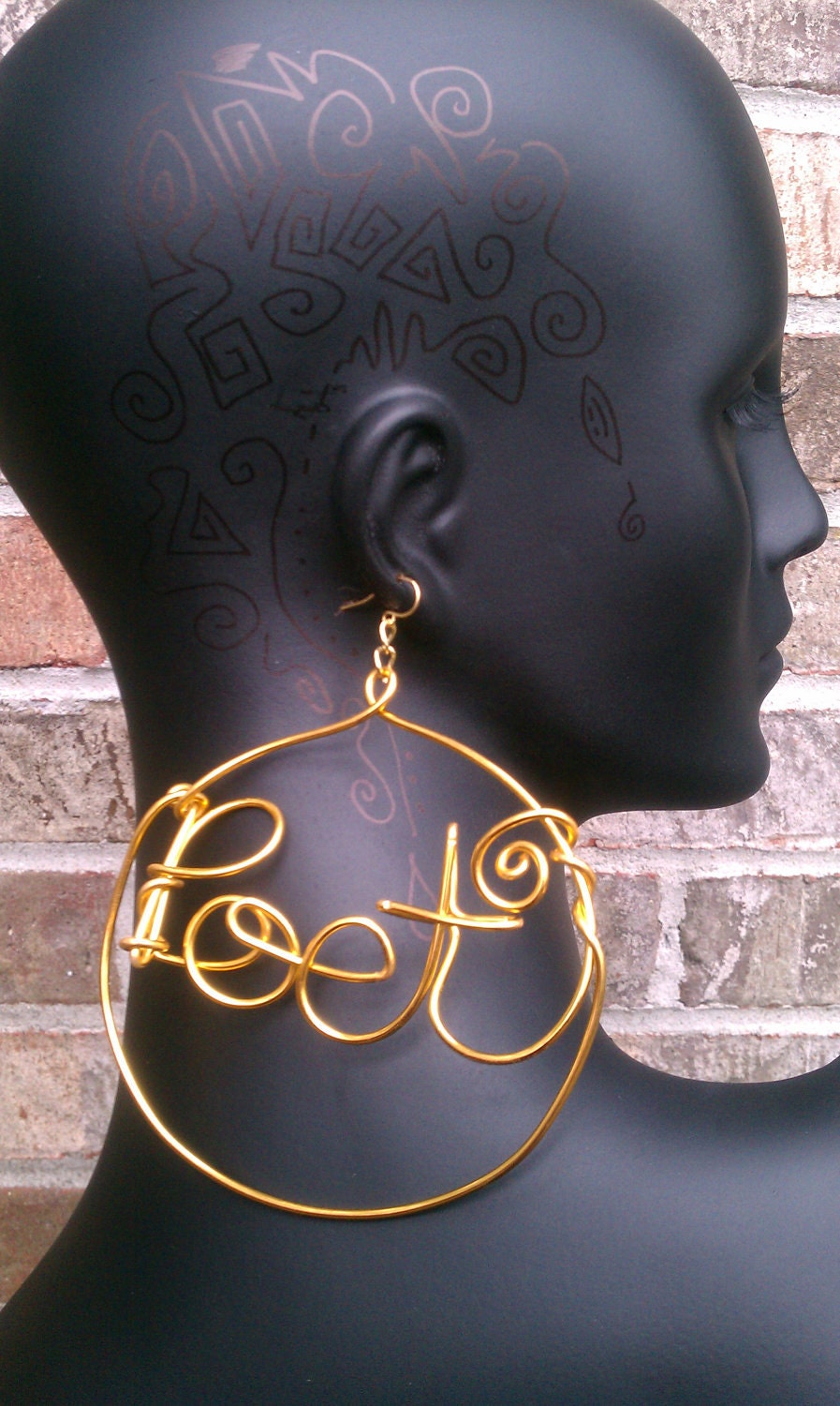 Giant Golden Word Earrings