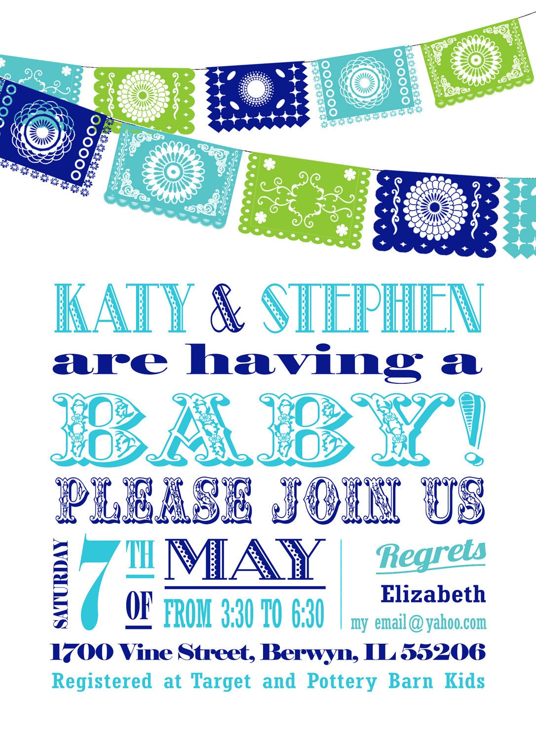 Baby Shower Fiesta Invitation Papel Picado