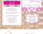 A Hot Pink & Black Damask Invitations - The Rebecca Suite