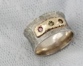 Sterling silver and gold tri-color tourmaline ring (gsr-7128). romantic gift for her, anniversary gift ideas