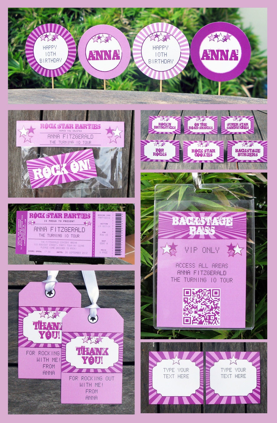 Rock Star Karaoke Party Invitation & Printable Birthday Collection, EDITABLE text PDF file - you personalize at home with Adobe Reader