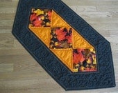 Table Runner Fall Autumn Thanksgiving Orange Black Tablecloth Table Linens