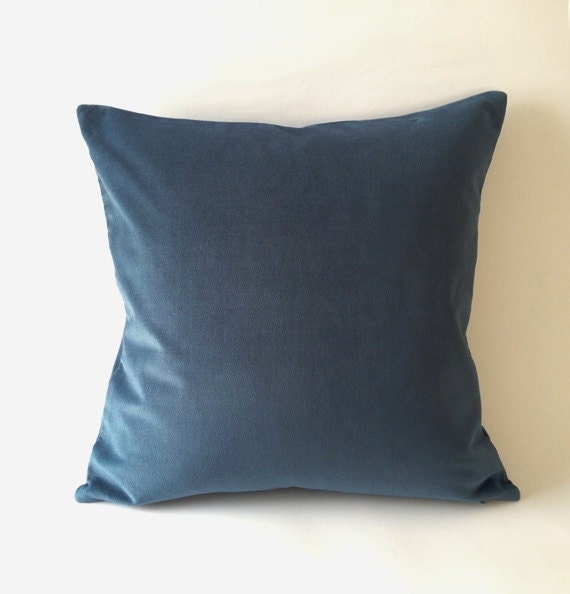 18x18 Teal Blue Cotton Velvet Pillow Cover- Square Decorative Throw Pillows- Invisible Zipper Closure- Cushion Cover 51x51cm