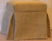 Burlap Ottoman,  Piano Bench or Stool Slipcover 25" to 48" long side, 65.00 Fully Lined