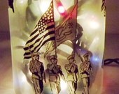 Military/Soldiers Collage Wine Bottle Accent Lamp/Light-Heartwarming