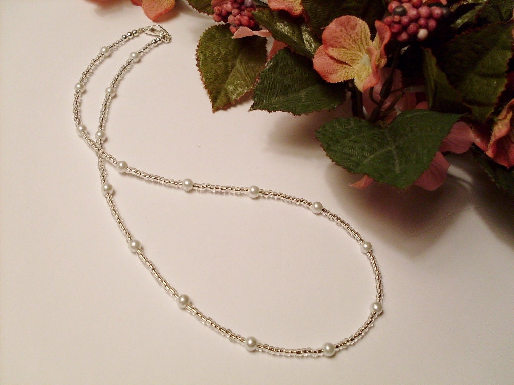 Understated Elegance - Pearls with Clear Silver-lined Seed Beeds Necklace
