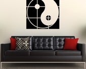 FREE Shipping - Artistic Yin Yang vinyl wall decal for living room (modern wall art, large wall decal, large wall art, Feng Shui) (SKU035)