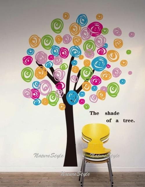 tree vinyl wall decals Flower wall decal nursery wall decals children wall sticker nursery room girl bedroom decor child decal-Colorful Tree