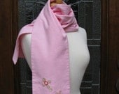 Pink Long Fashion Scarf with Vintage Mother of Pearl and Pink Buttons