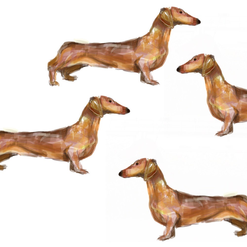 Dachshund (Wiener) Dog Art Card on 6 x 6" watercolor paper