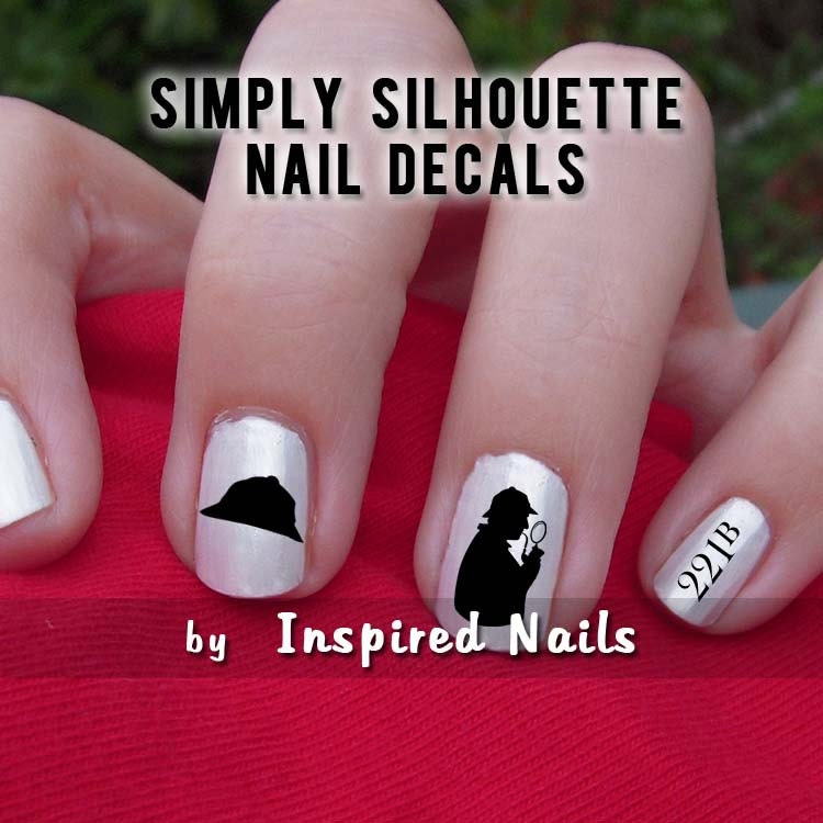 Sherlock Holmes Nail Decals Black and Clear Simply Silhouette by Inspired Nails