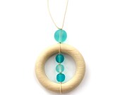 Nursing Necklace/ Wooden Teething Necklace - Aqua Twiddly Teether Pendant