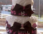 Cowgirl Diaper Cake  pink and brown, Baby Gift, Baby Shower Centerpiece